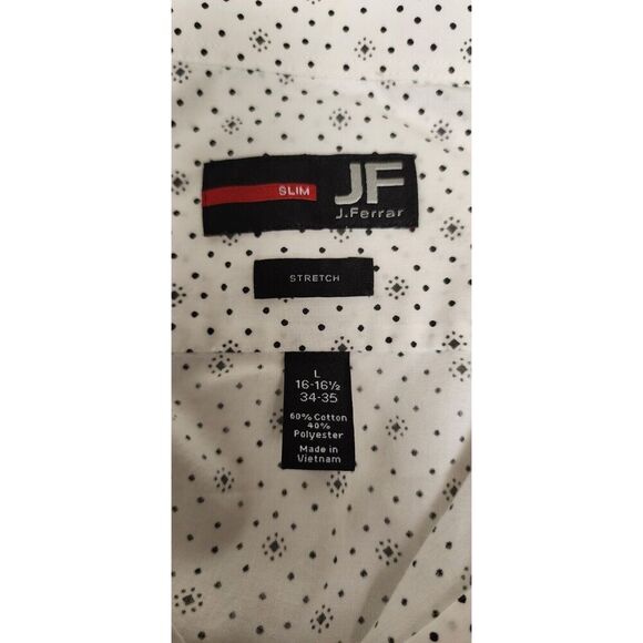 J. Ferrar Mens Long Sleeve Button Up Polka Dots White/Brown Shirt Size L-16-16.5 - Picture 5 of 5